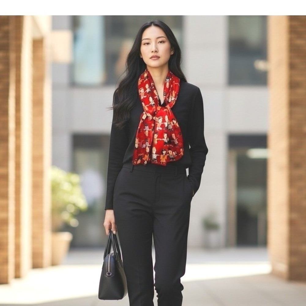 Red Global Unity Scarf, Teacher Accessory Attire, Children of the World Neck Tie